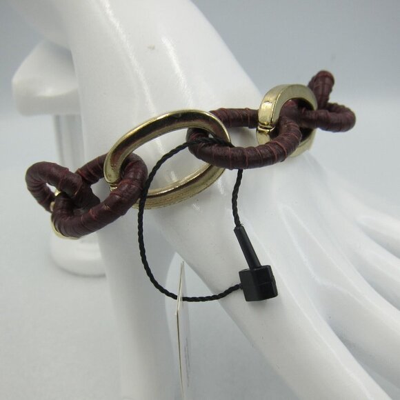 White House Black Market Leather Link Bracelet Luxury NEW - Picture 4 of 6